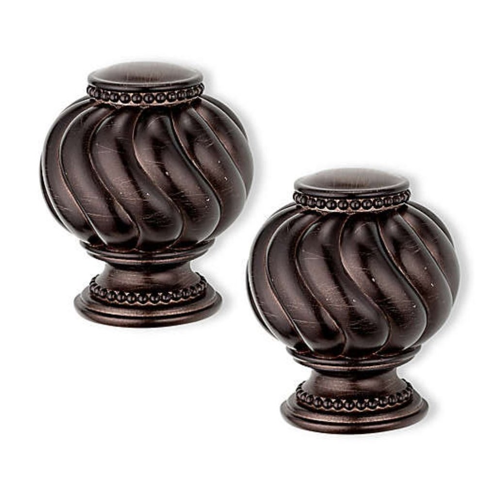 Cambria Twist Ball Curtain Finials Set of 2 NEW Oil Rubbed Bronze